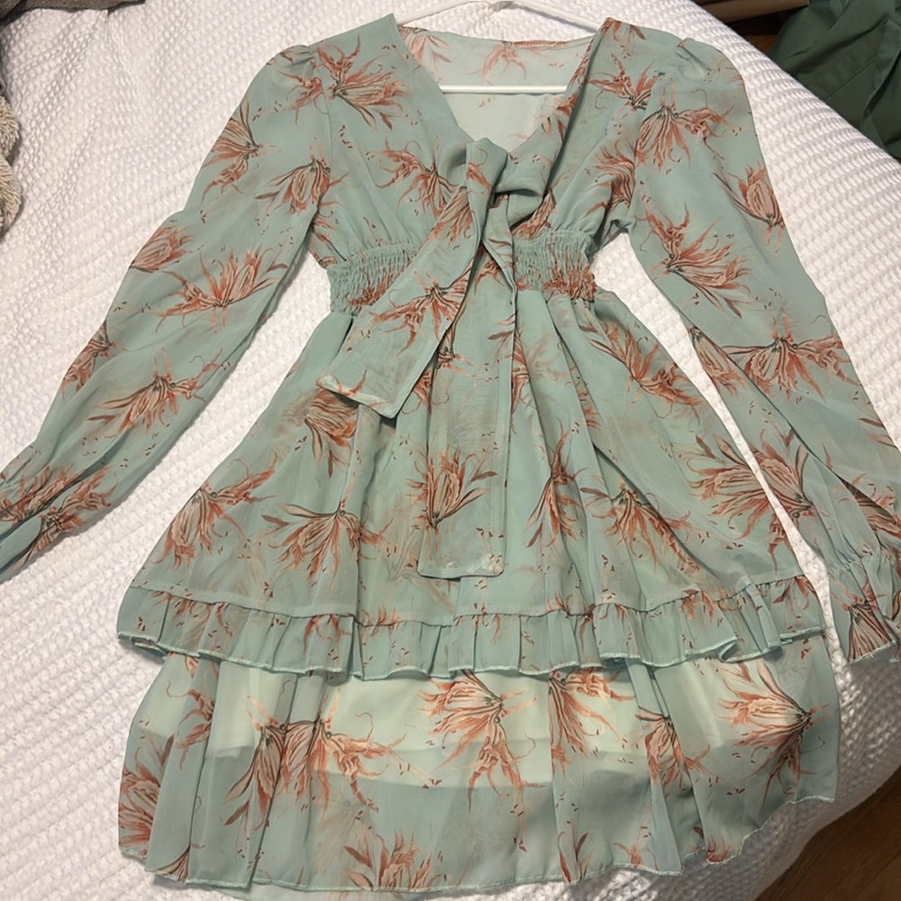 Green floral dress